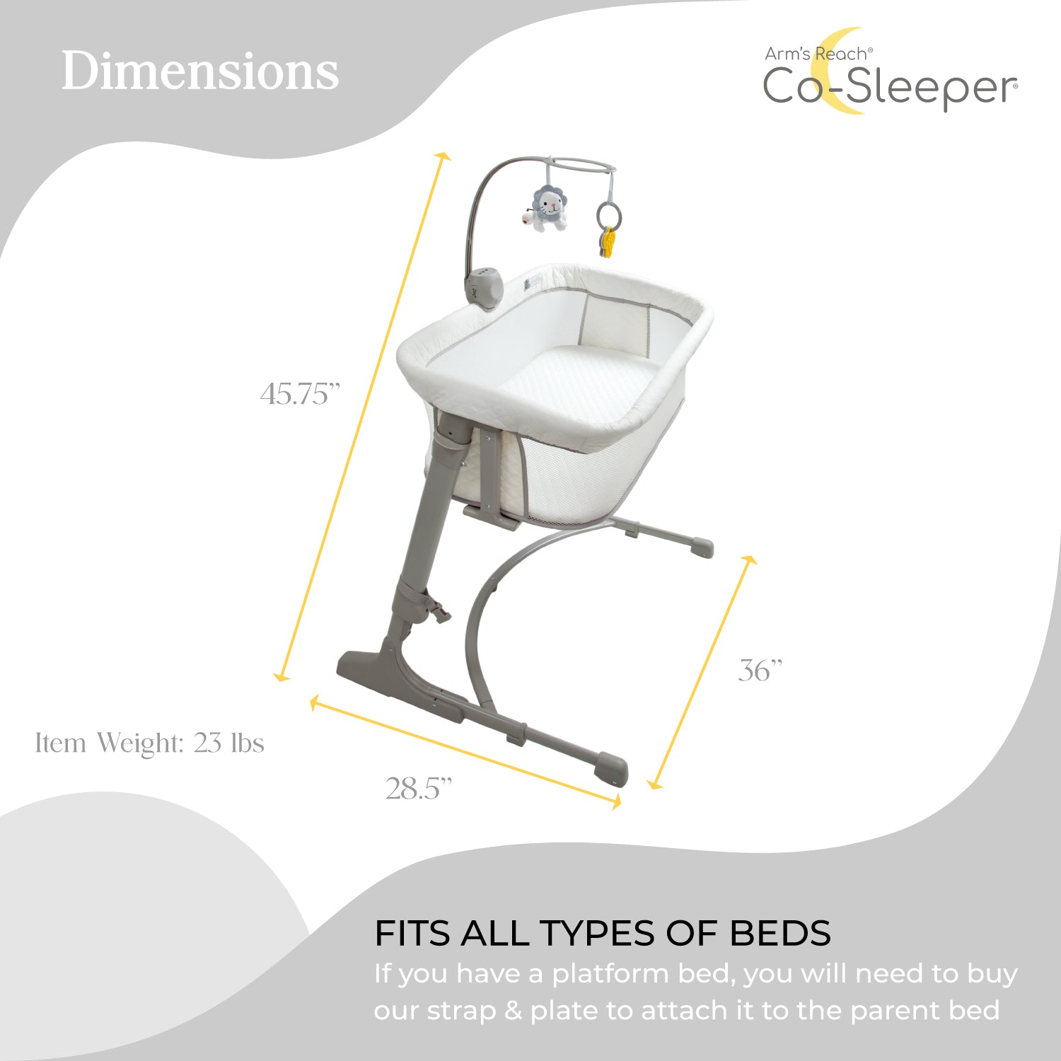 Arm's reach co sleeper dimensions on sale